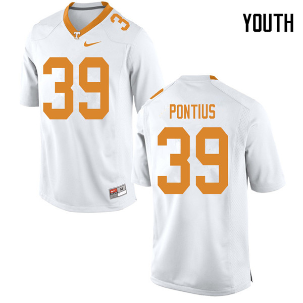 Youth #39 Grayson Pontius Tennessee Volunteers College Football Jerseys Sale-White